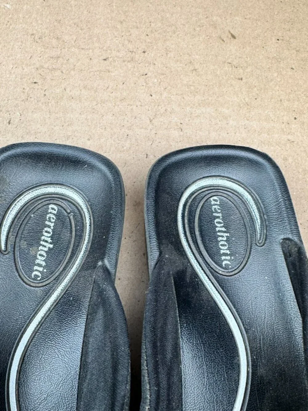 Aerothotic Women's Black Wedge Thong Sandals Size 36 US 5.5 - 6 Need clean